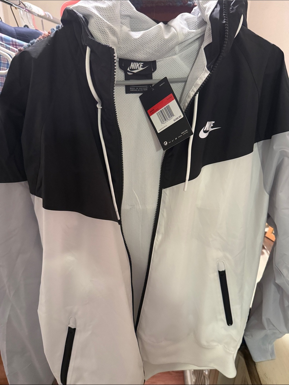 Nike Black and White Colorblock Windbreaker Jacket